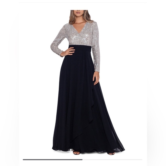 Sequined Chiffon Gown - Picture 1 of 12